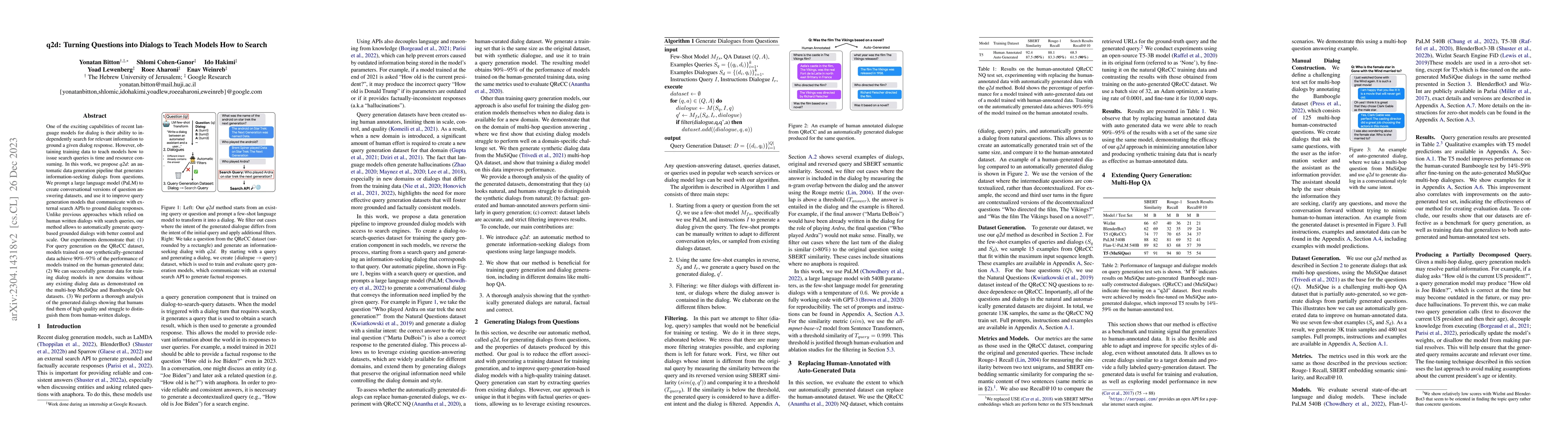 Thumbnail for q2d: Turning Questions into Dialogs to Teach Models How to Search