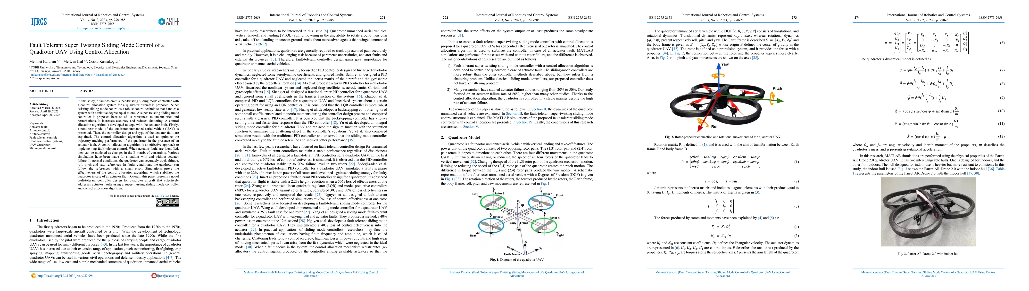 Thumbnail for Fault Tolerant Super Twisting Sliding Mode Control of a Quadrotor UAV
  Using Control Allocation