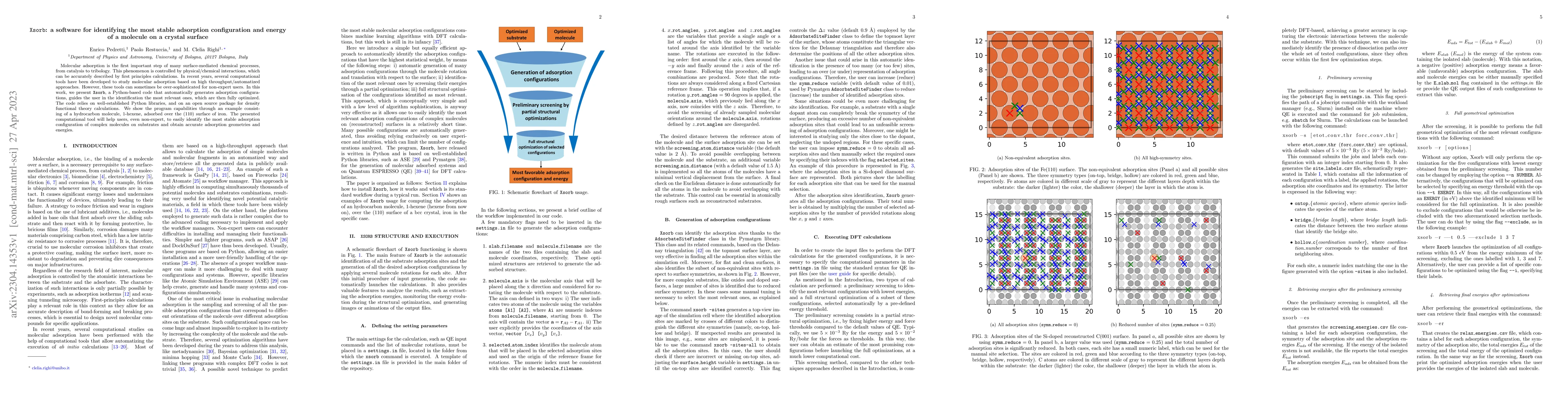 Thumbnail for Xsorb: a software for identifying the most stable adsorption
  configuration and energy of a molecule on a crystal surface
