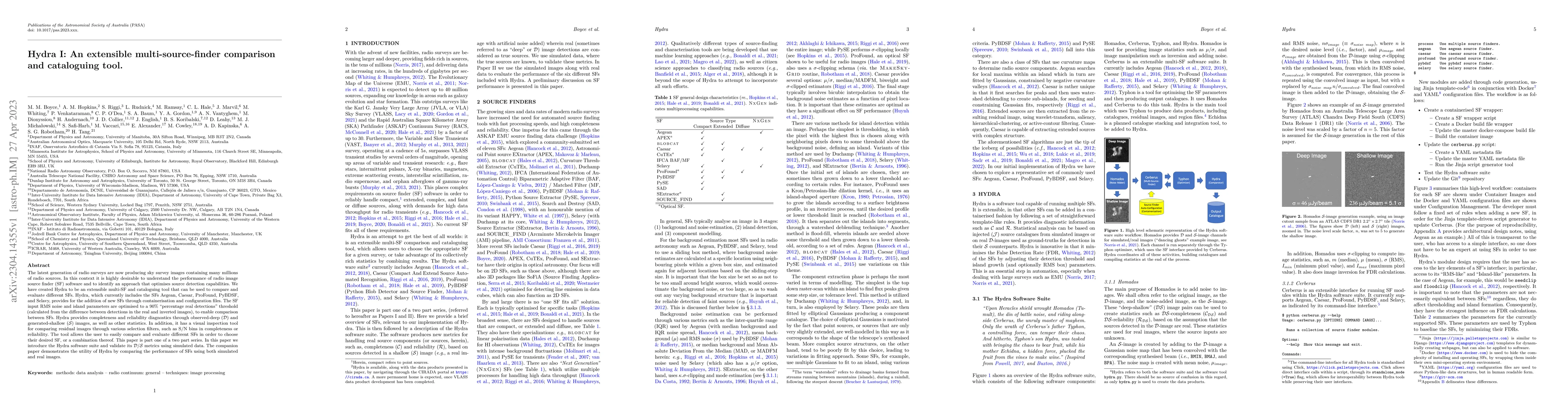 Thumbnail for Hydra I: An extensible multi-source-finder comparison and cataloguing
  tool