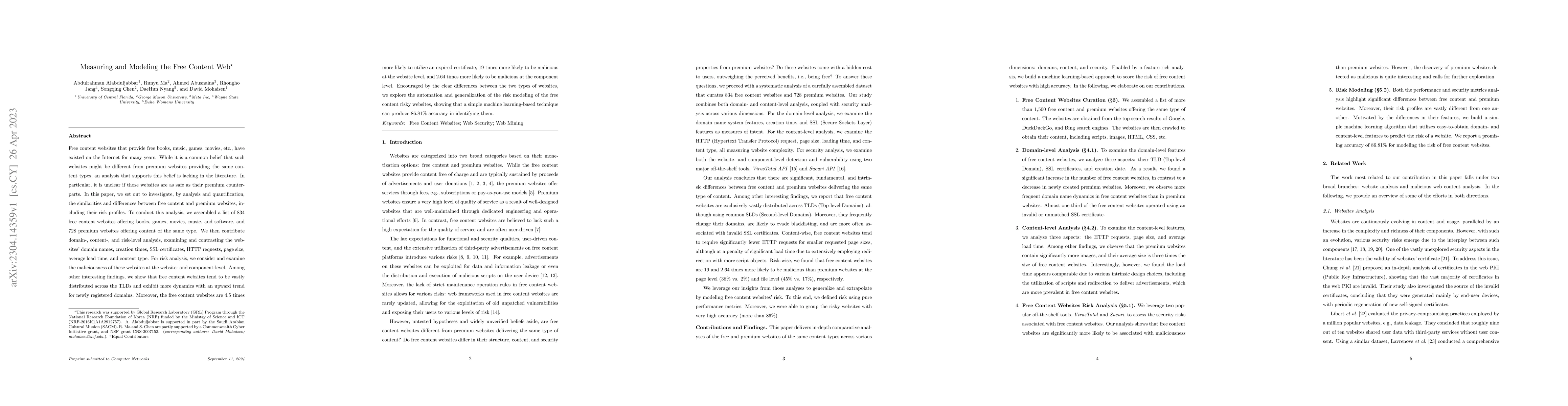 Thumbnail for Measuring and Modeling the Free Content Web