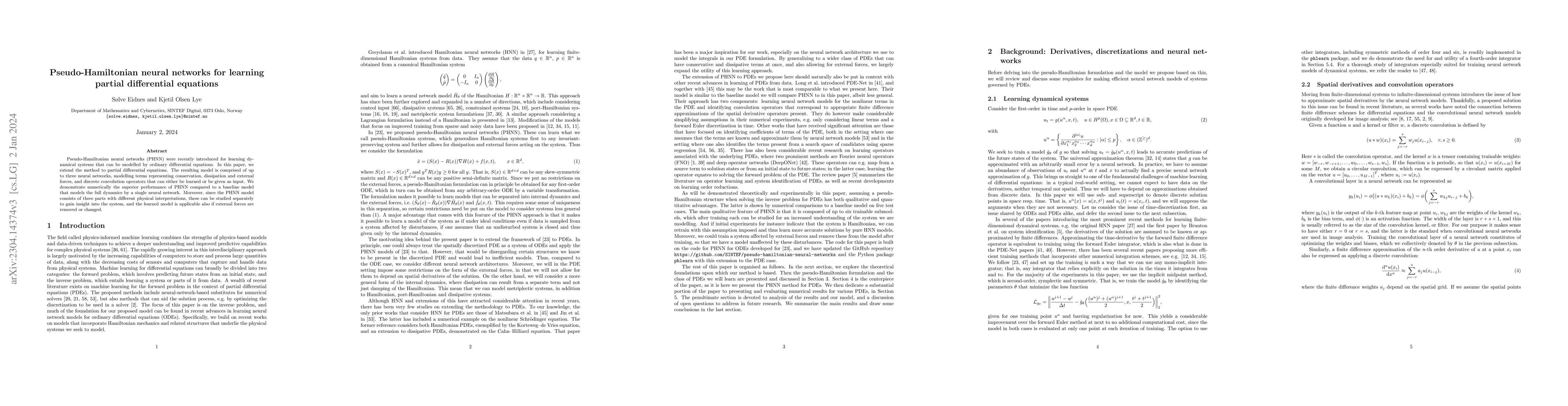 Thumbnail for Pseudo-Hamiltonian neural networks for learning partial differential
  equations