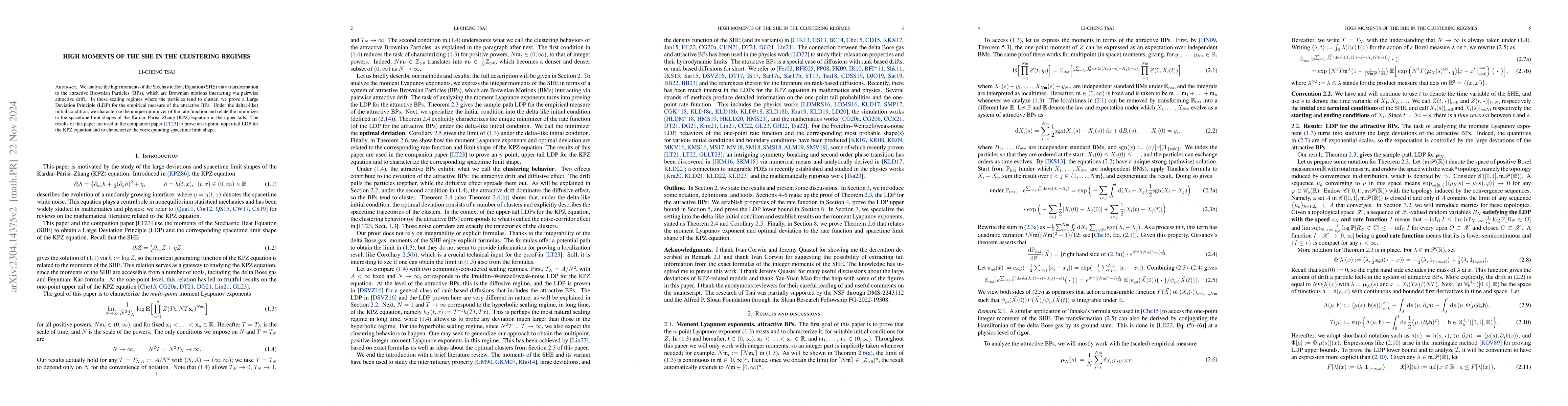 Thumbnail for High moments of the SHE in the clustering regimes
