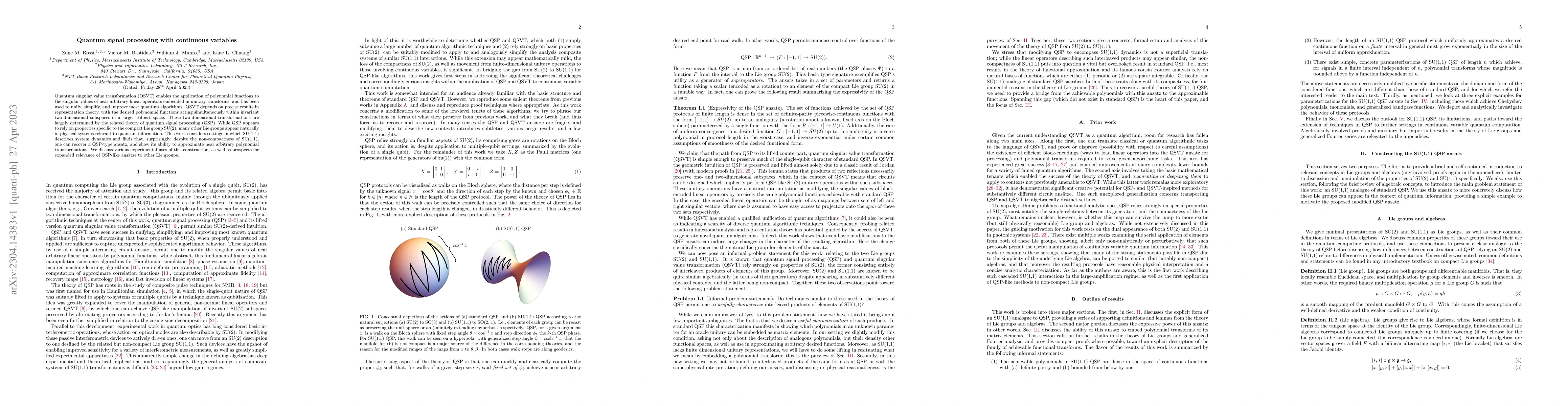 Thumbnail for Quantum signal processing with continuous variables