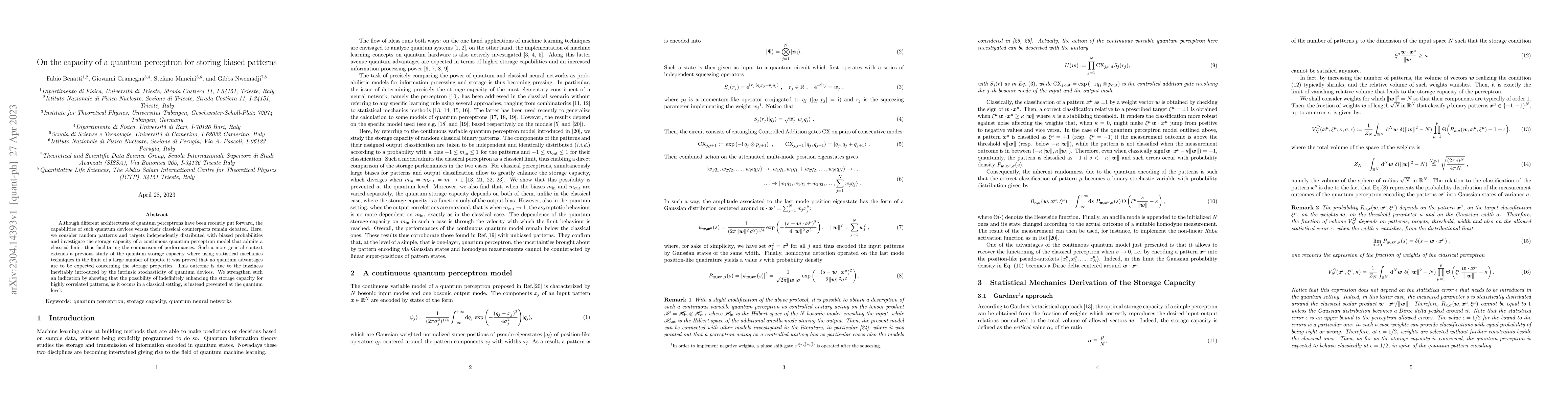 Thumbnail for On the capacity of a quantum perceptron for storing biased patterns