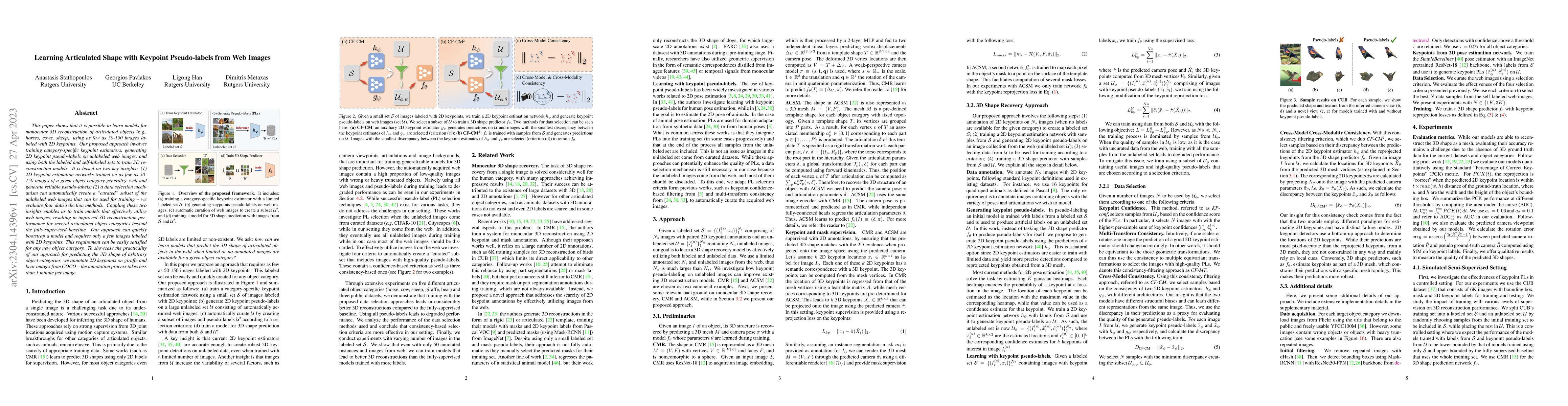 Thumbnail for Learning Articulated Shape with Keypoint Pseudo-labels from Web Images