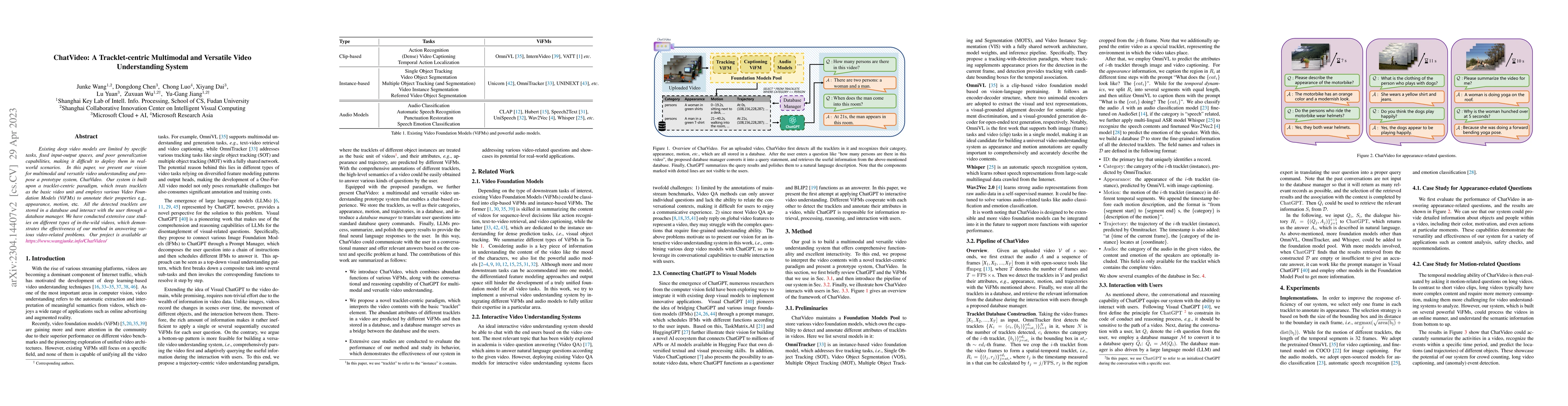 Thumbnail for ChatVideo: A Tracklet-centric Multimodal and Versatile Video
  Understanding System