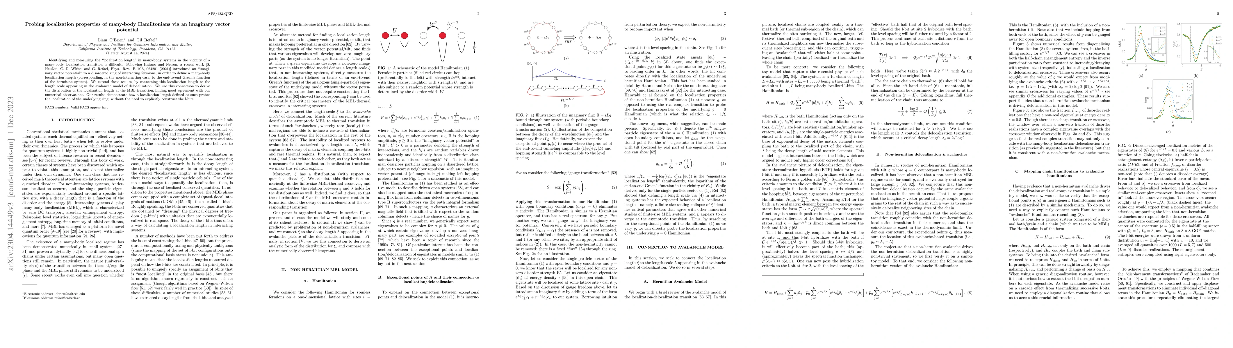 Thumbnail for Probing localization properties of many-body Hamiltonians via an
  imaginary vector potential