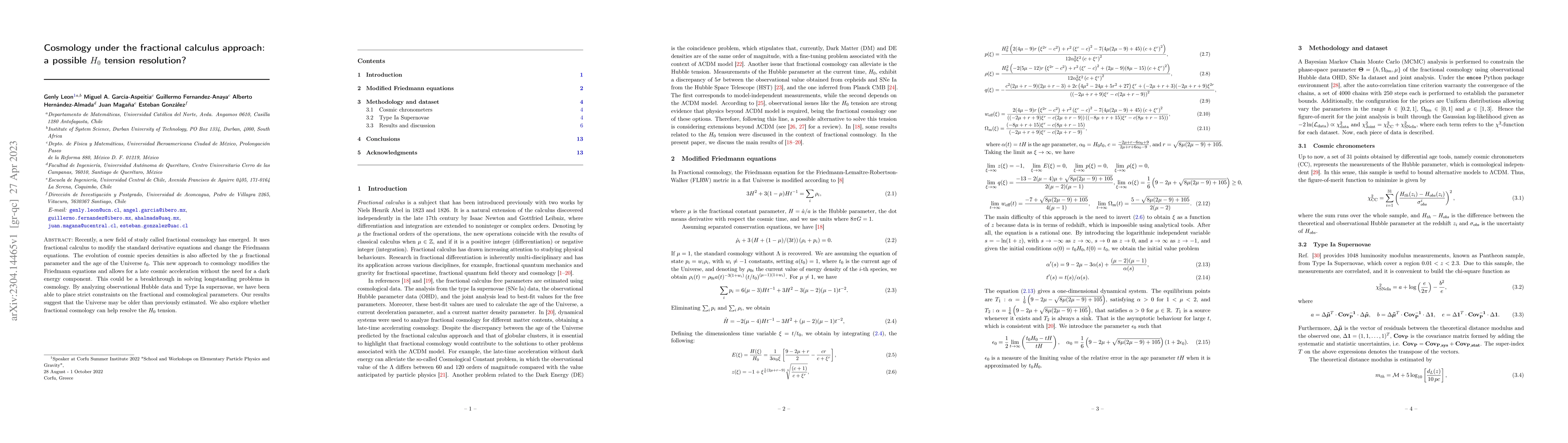 Thumbnail for Cosmology under the fractional calculus approach: a possible $H_0$
  tension resolution?