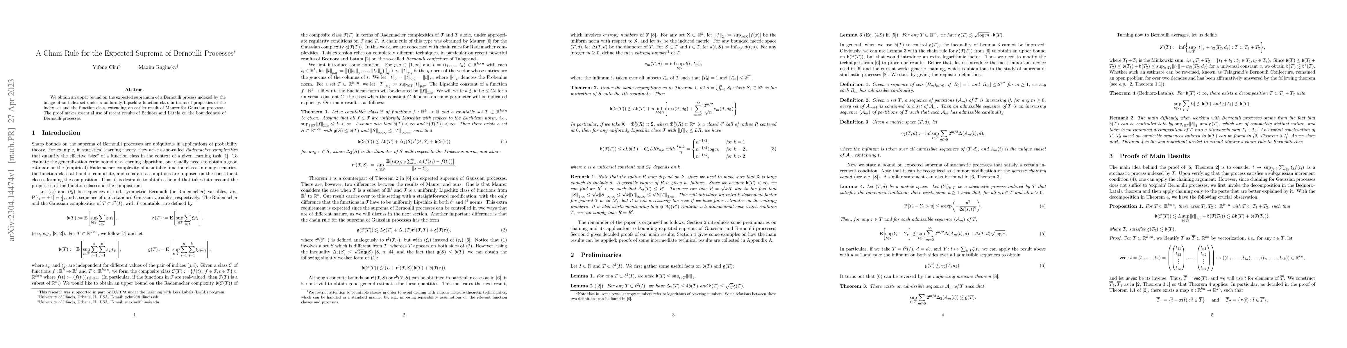 Thumbnail for A Chain Rule for the Expected Suprema of Bernoulli Processes