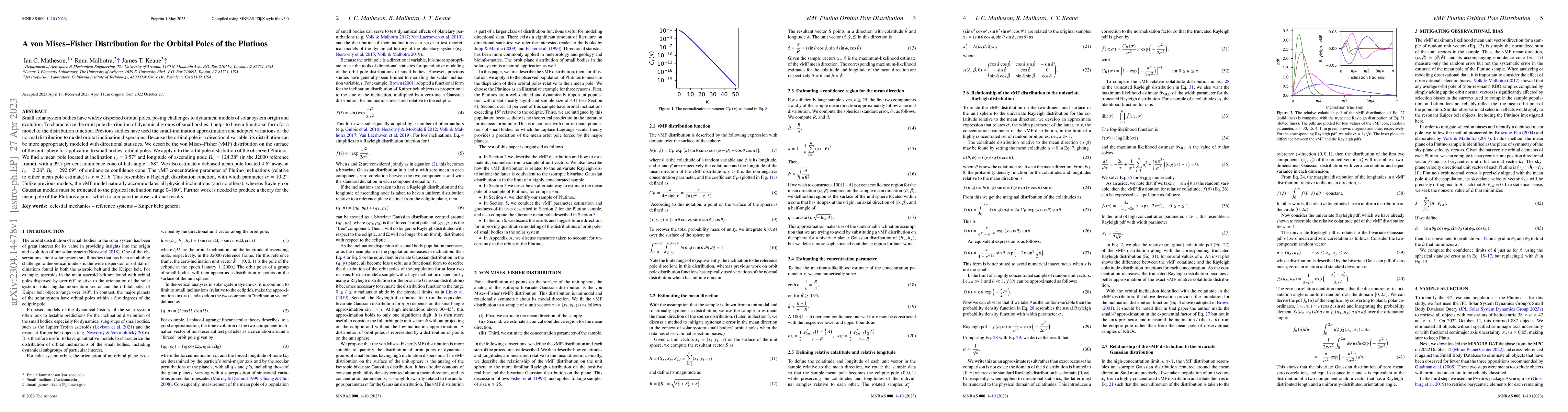 Thumbnail for A von Mises-Fisher Distribution for the Orbital Poles of the Plutinos