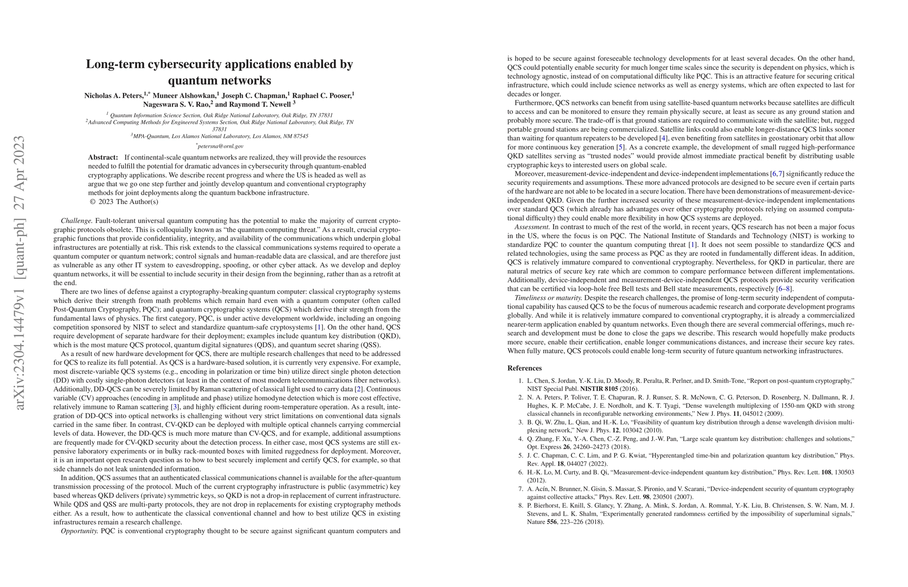 Thumbnail for Long-term cybersecurity applications enabled by quantum networks