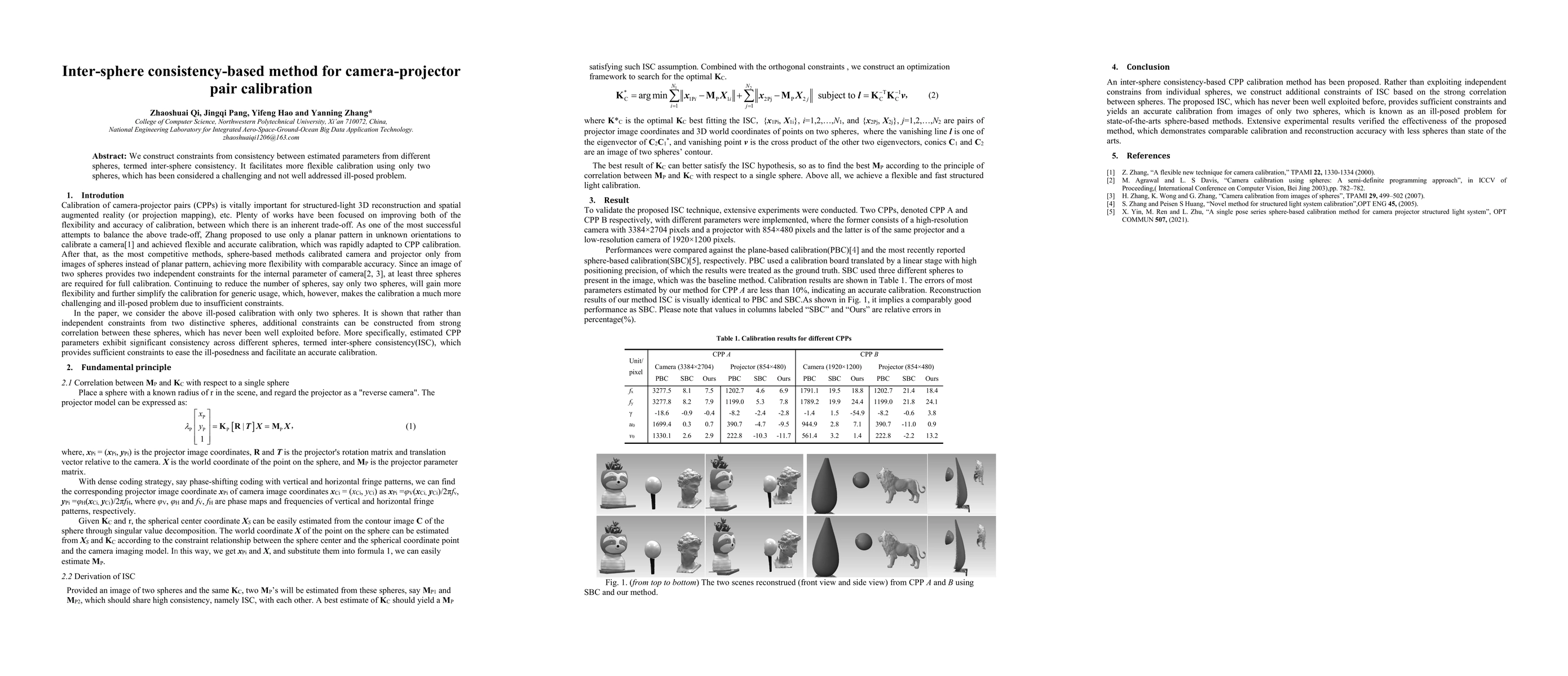 Thumbnail for Inter-sphere consistency-based method for camera-projector pair
  calibration