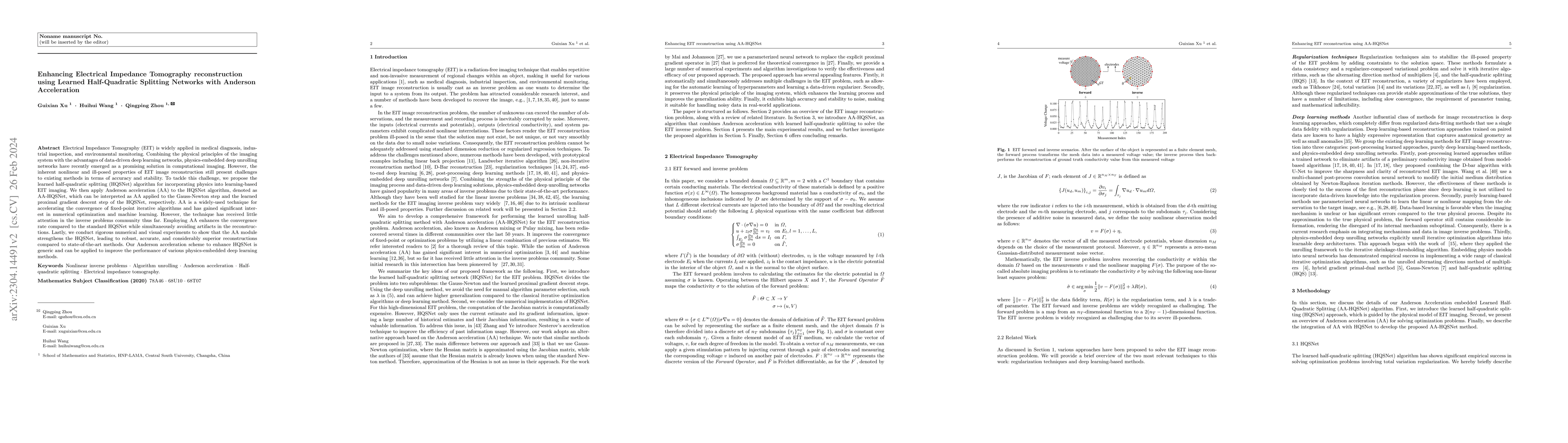 Thumbnail for Enhancing Electrical Impedance Tomography reconstruction using Learned
  Half-Quadratic Splitting Networks with Anderson Acceleration
