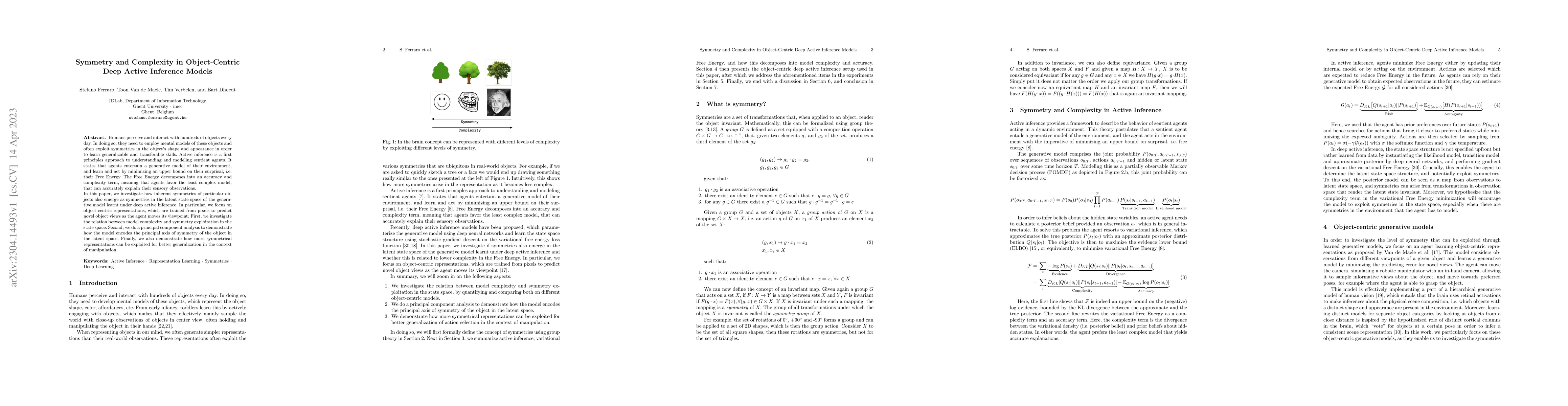 Thumbnail for Symmetry and Complexity in Object-Centric Deep Active Inference Models