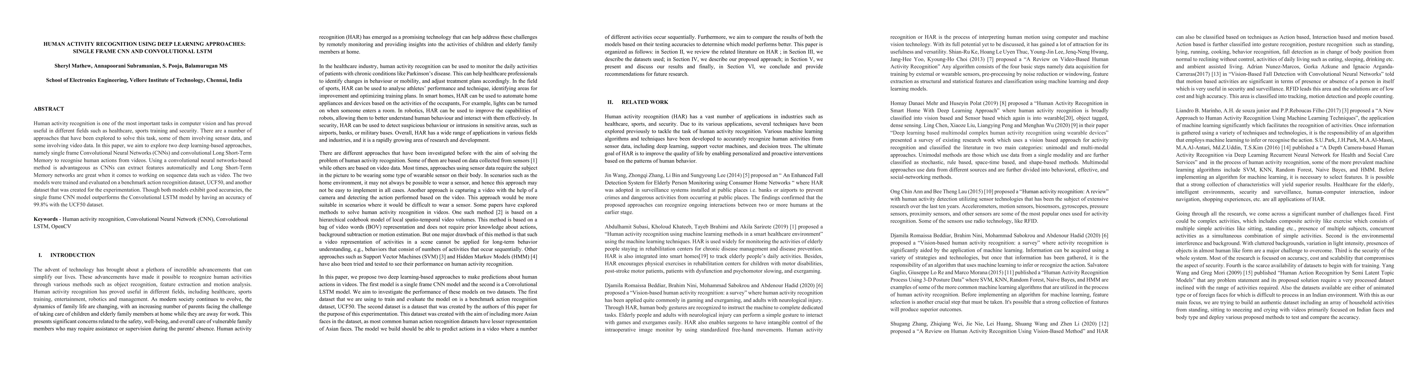 Thumbnail for Human activity recognition using deep learning approaches and single
  frame cnn and convolutional lstm