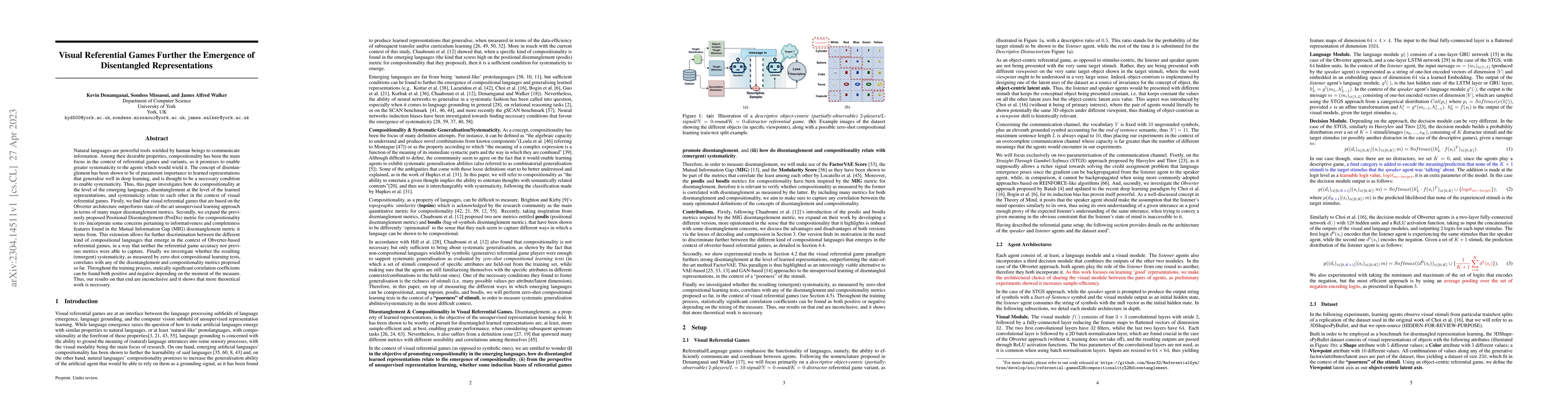 Thumbnail for Visual Referential Games Further the Emergence of Disentangled
  Representations