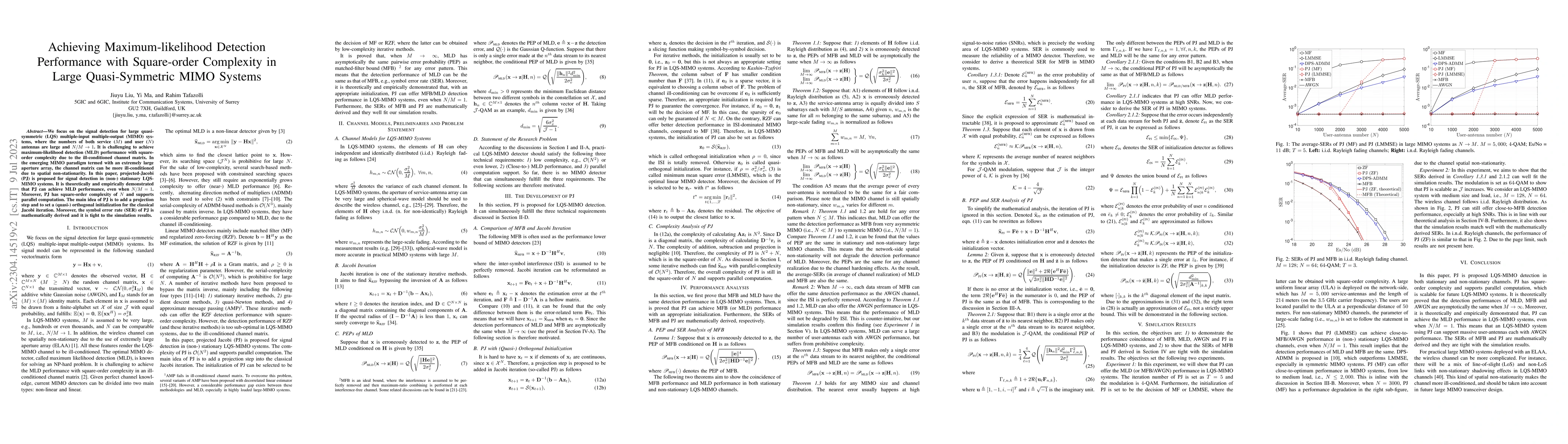 Thumbnail for Achieving Maximum-likelihood Detection Performance with Square-order
  Complexity in Large Quasi-Symmetric MIMO Systems
