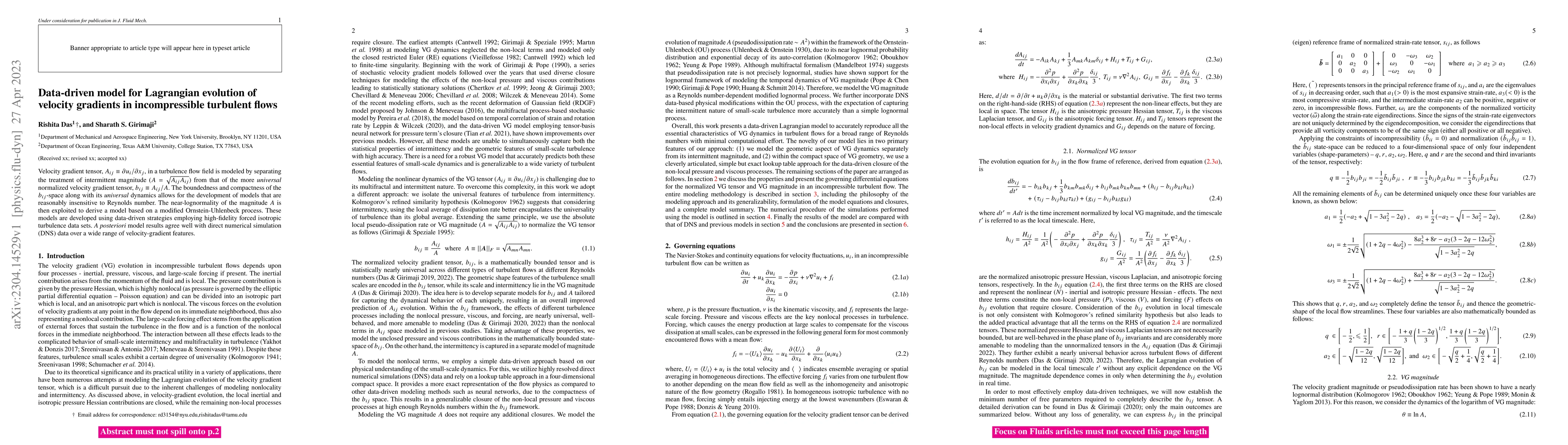 Thumbnail for Data-driven model for Lagrangian evolution of velocity gradients in
  incompressible turbulent flows