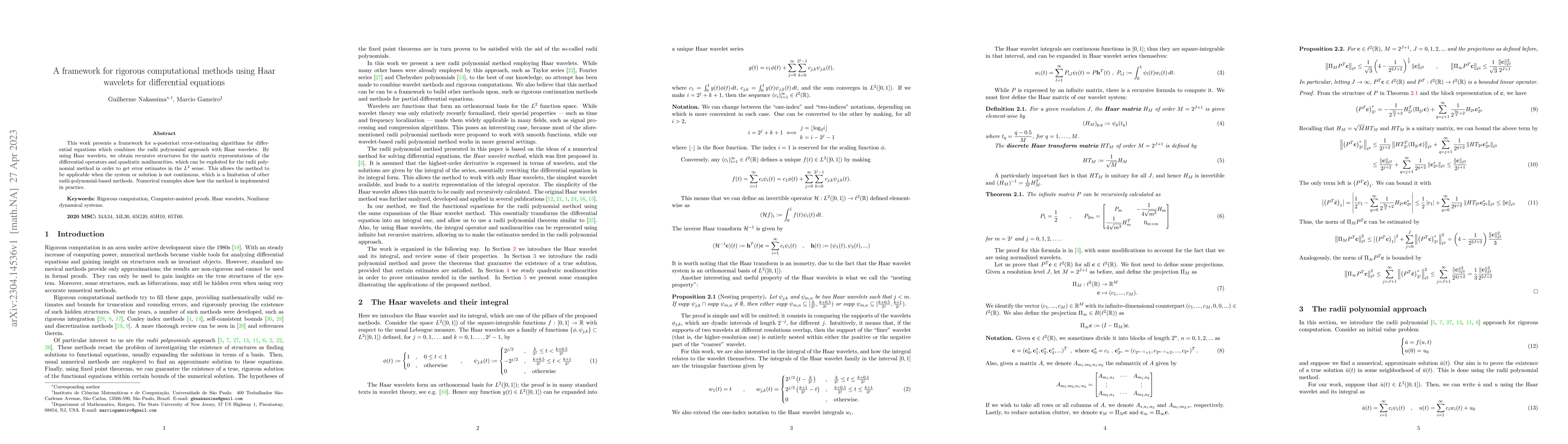 Thumbnail for A framework for rigorous computational methods using Haar wavelets for
  differential equations