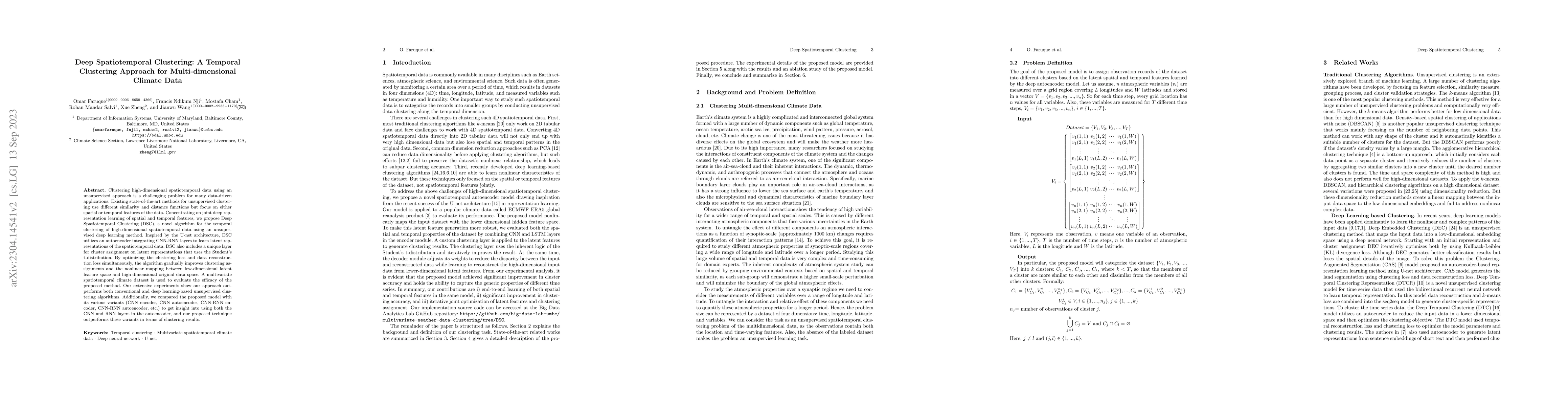 Thumbnail for Deep Spatiotemporal Clustering: A Temporal Clustering Approach for
  Multi-dimensional Climate Data