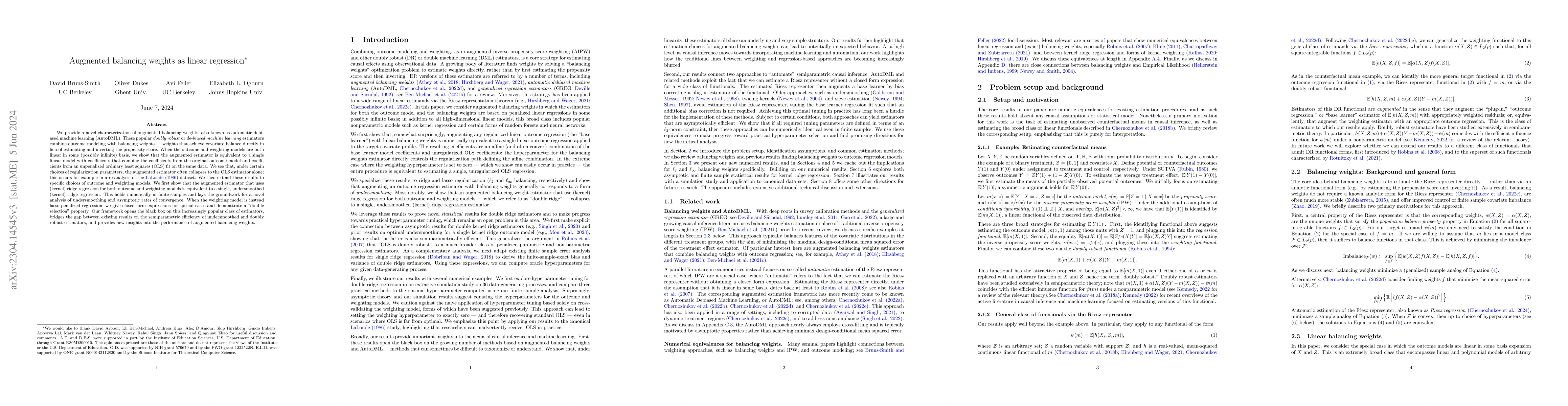 Thumbnail for Augmented balancing weights as linear regression