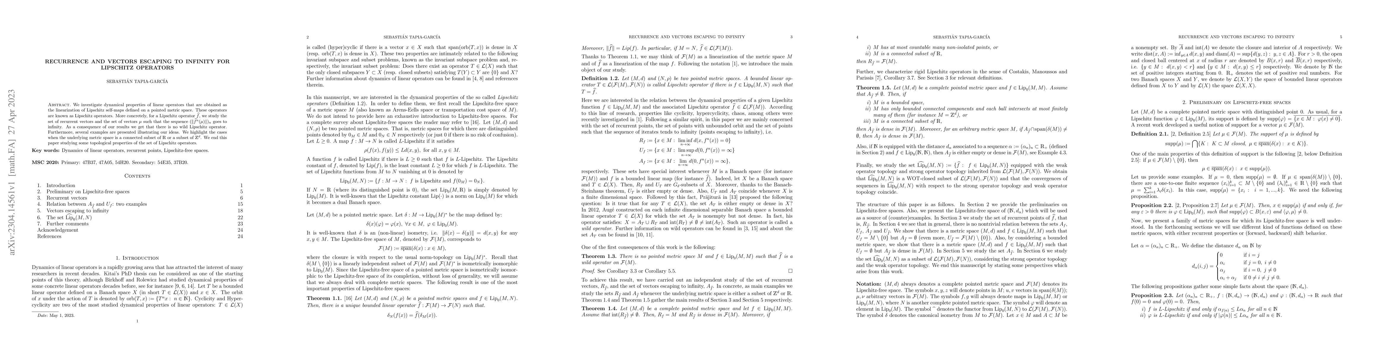 Thumbnail for Recurrence and vectors escaping to infinity for Lipschitz operators