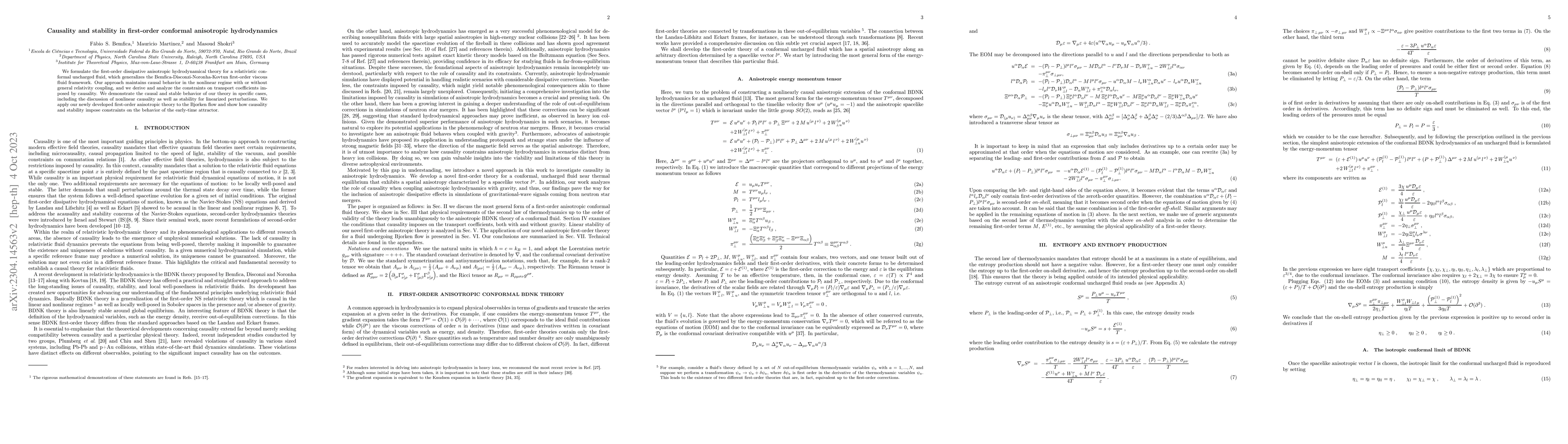 Thumbnail for Causality and stability in first-order conformal anisotropic
  hydrodynamics