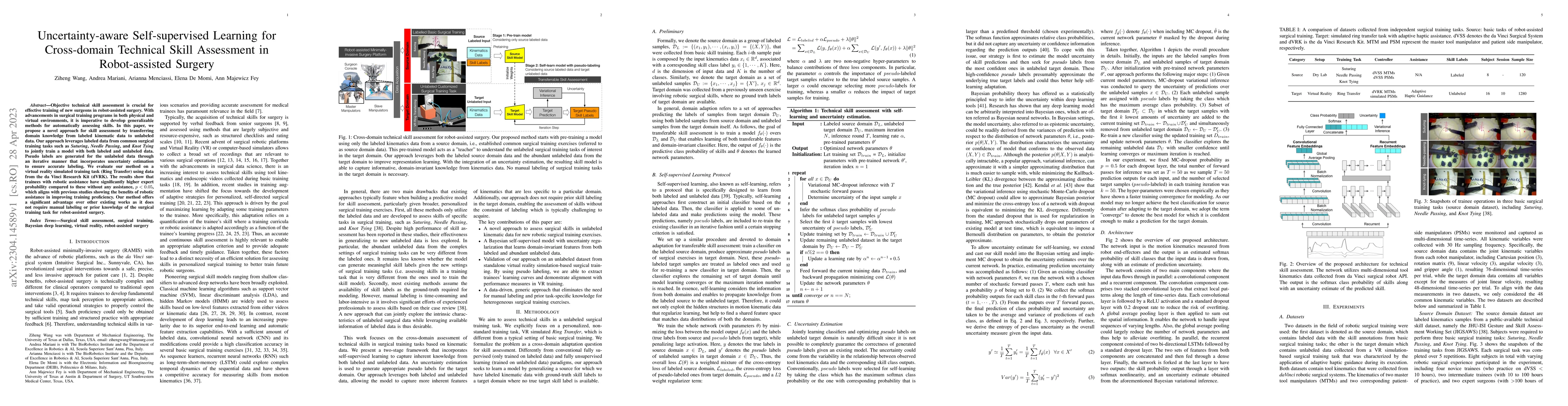 Thumbnail for Uncertainty-aware Self-supervised Learning for Cross-domain Technical
  Skill Assessment in Robot-assisted Surgery