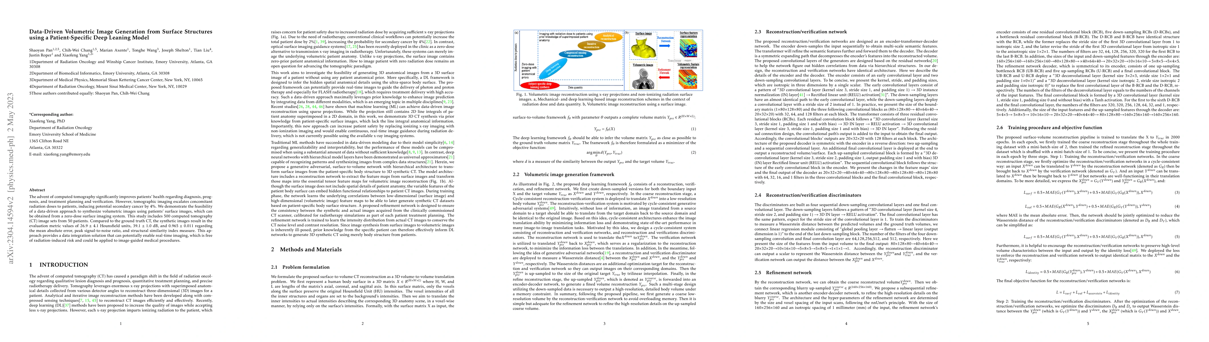 Thumbnail for Data-Driven Volumetric Image Generation from Surface Structures using a
  Patient-Specific Deep Leaning Model