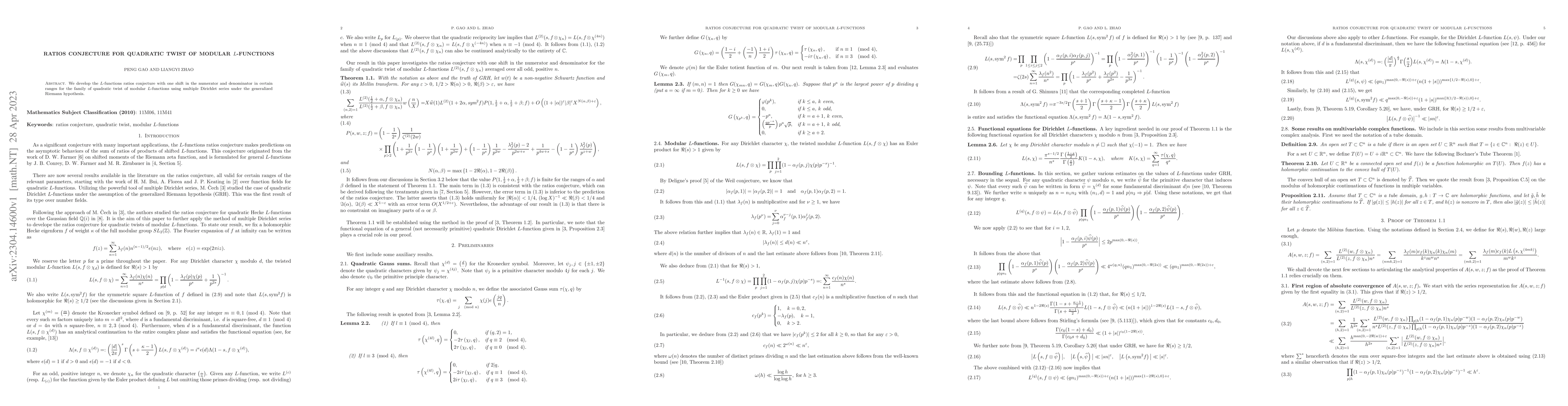 Thumbnail for Ratios conjecture for quadratic twist of modular $L$-functions