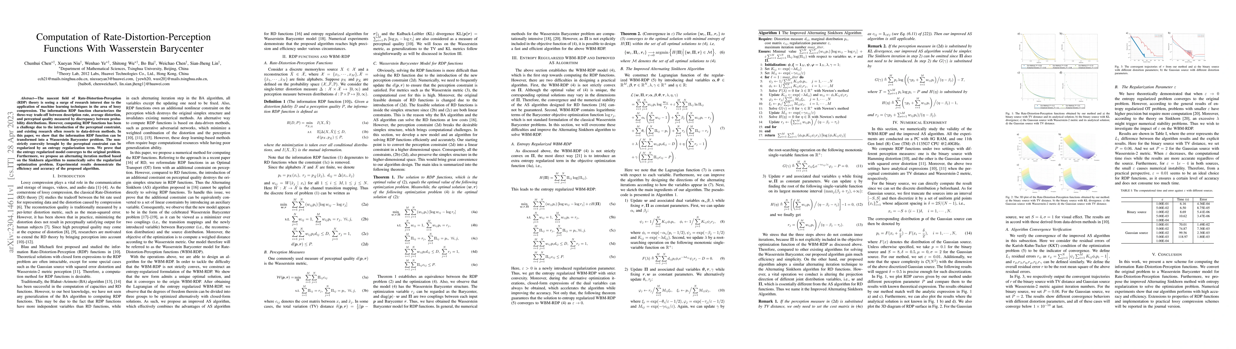 Thumbnail for Computation of Rate-Distortion-Perception Functions With Wasserstein
  Barycenter