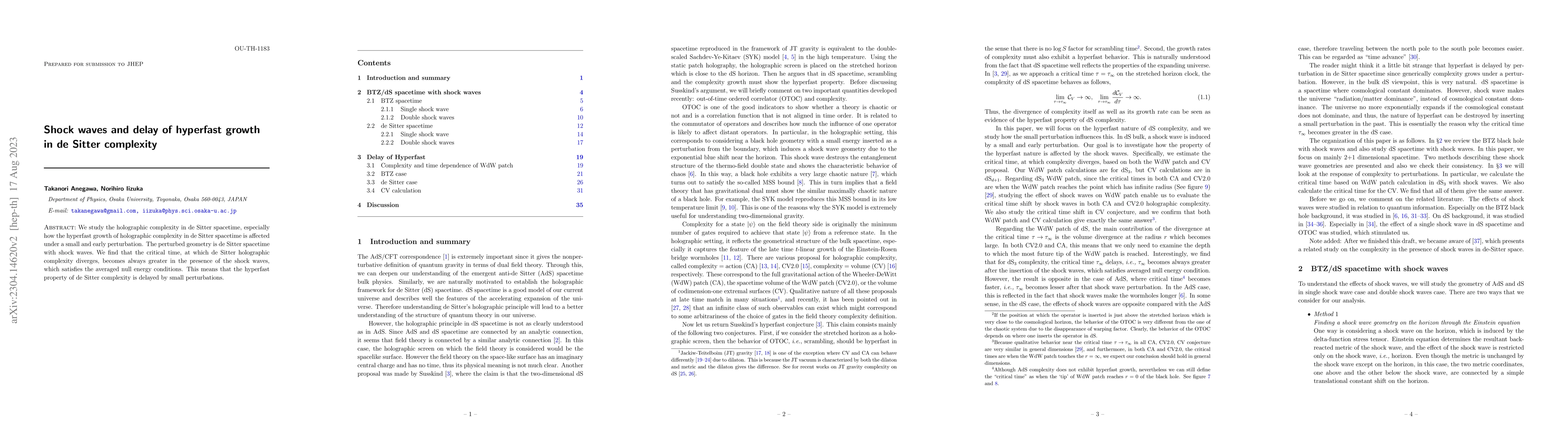 Thumbnail for Shock waves and delay of hyperfast growth in de Sitter complexity
