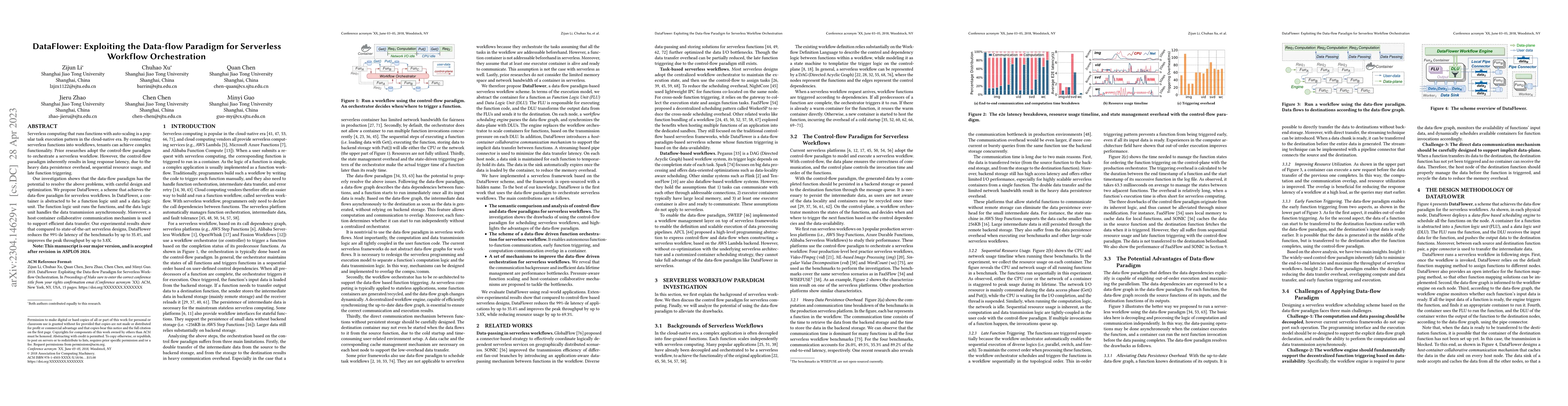 Thumbnail for DataFlower: Exploiting the Data-flow Paradigm for Serverless Workflow
  Orchestration