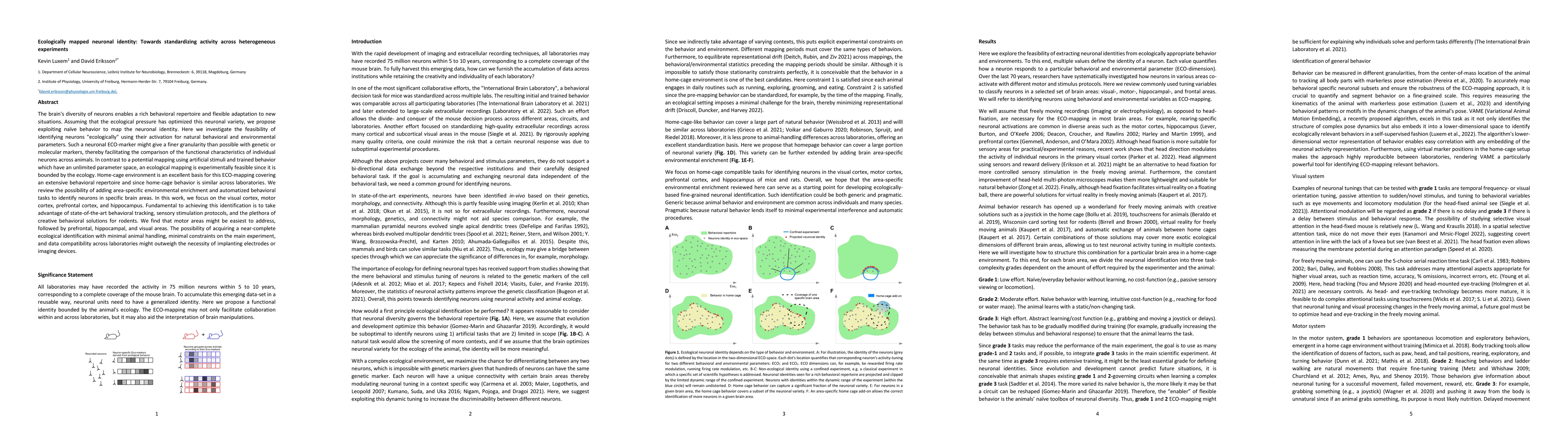 Thumbnail for Ecologically mapped neuronal identity: Towards standardizing activity
  across heterogeneous experiments