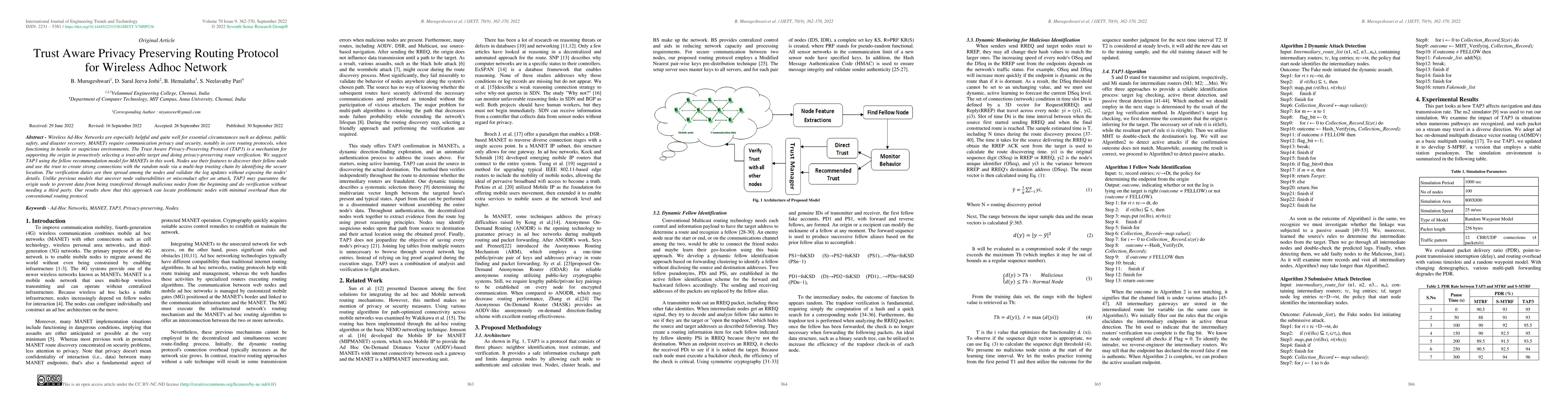 Thumbnail for Trust Aware Privacy Preserving Routing Protocol for Wireless Adhoc
  Network
