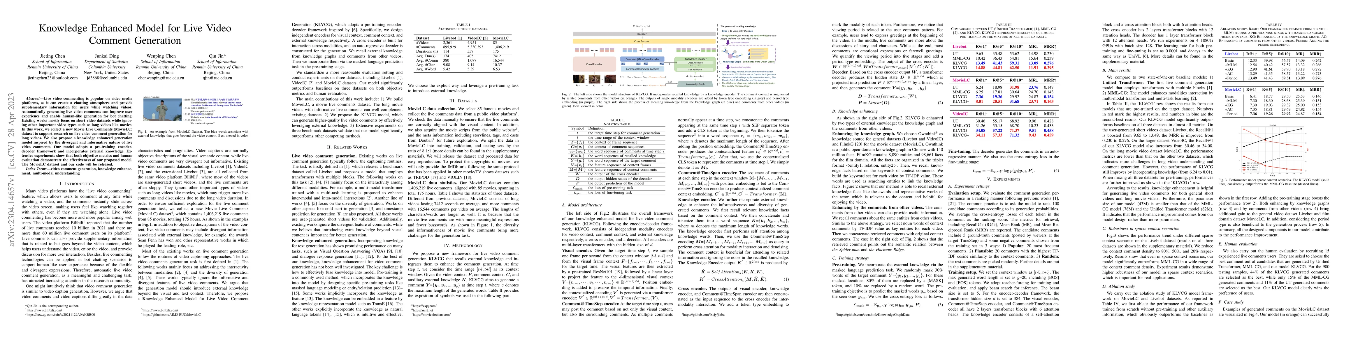 Thumbnail for Knowledge Enhanced Model for Live Video Comment Generation