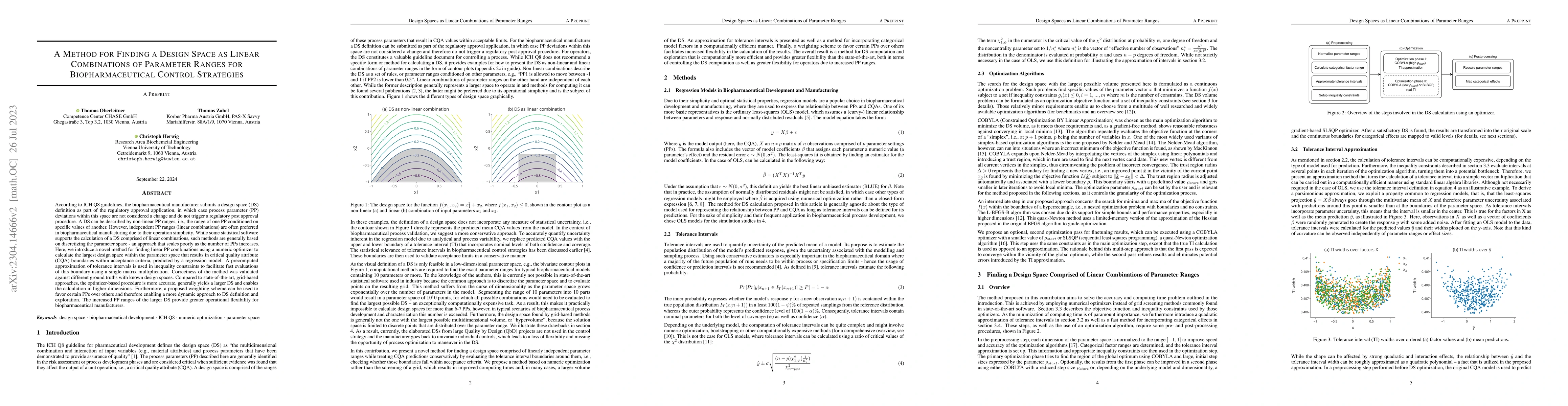 Thumbnail for A Method for Finding a Design Space as Linear Combinations of Parameter
  Ranges for Biopharmaceutical Control Strategies