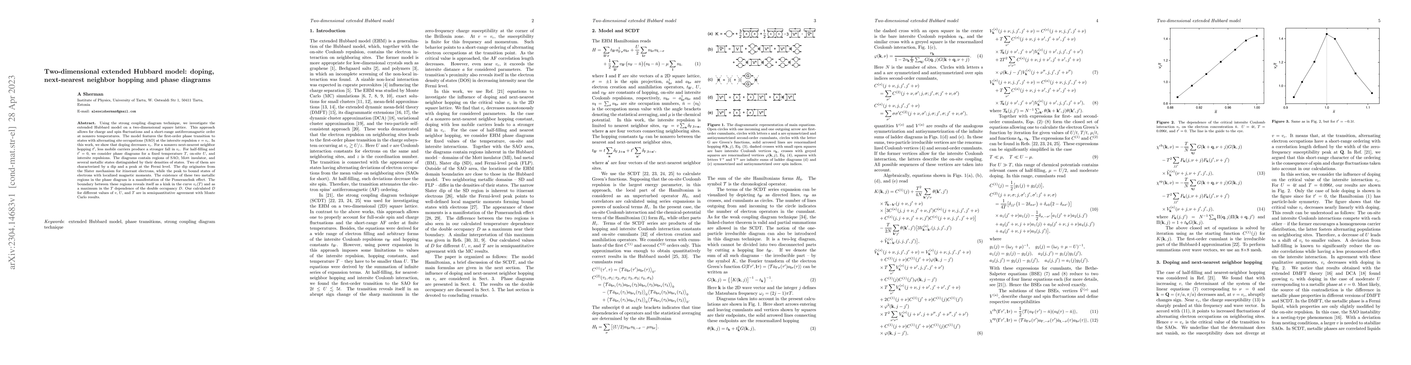 Thumbnail for Two-dimensional extended Hubbard model: doping, next-nearest neighbor
  hopping and phase diagrams