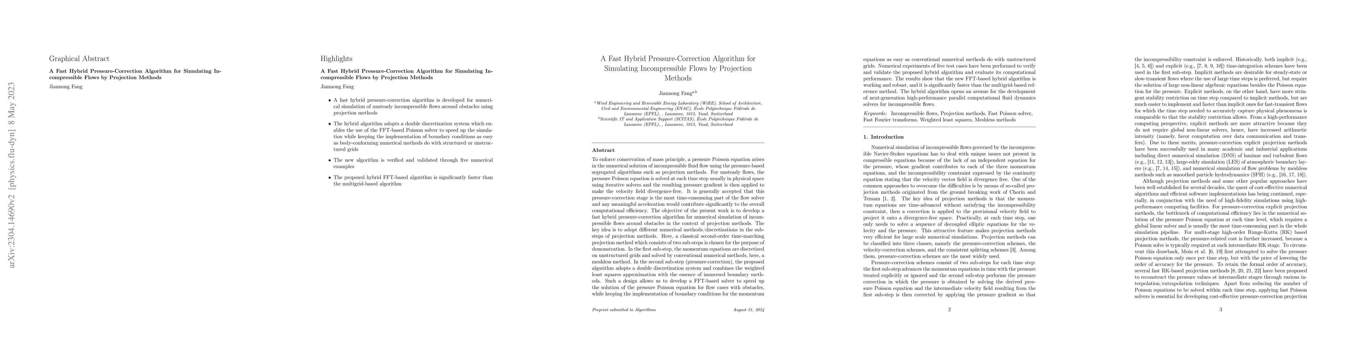 Thumbnail for A Fast Hybrid Pressure-Correction Algorithm for Simulating
  Incompressible Flows by Projection Methods
