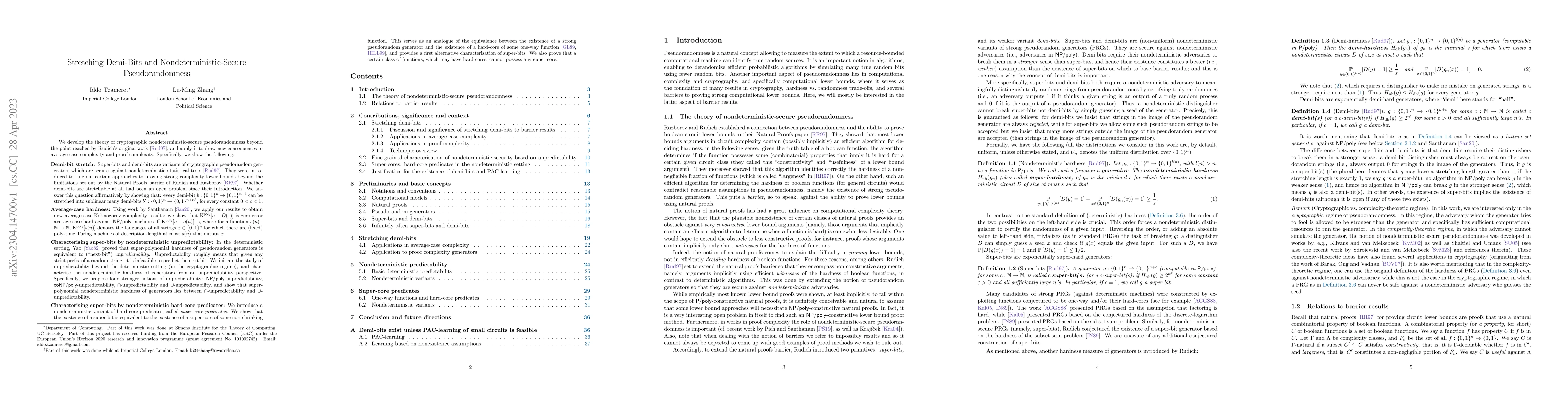 Thumbnail for Stretching Demi-Bits and Nondeterministic-Secure Pseudorandomness