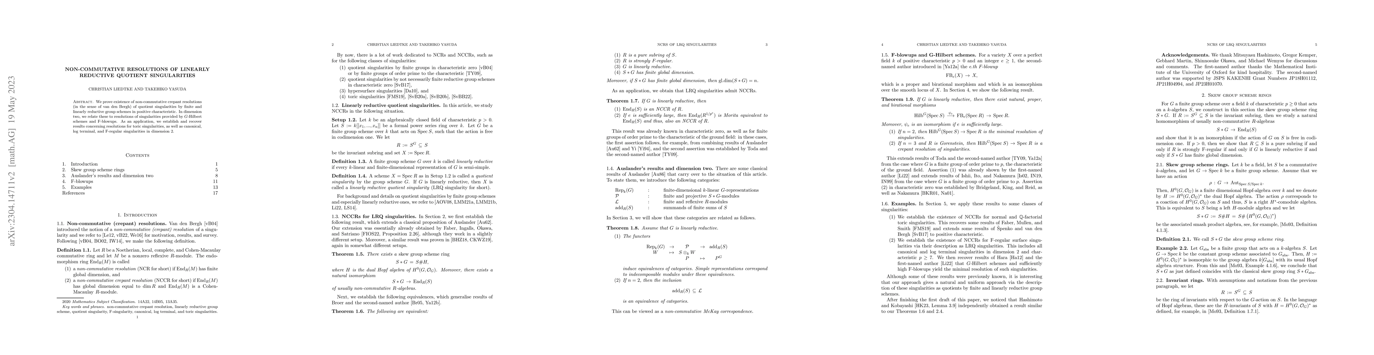 Thumbnail for Non-commutative resolutions of linearly reductive quotient singularities