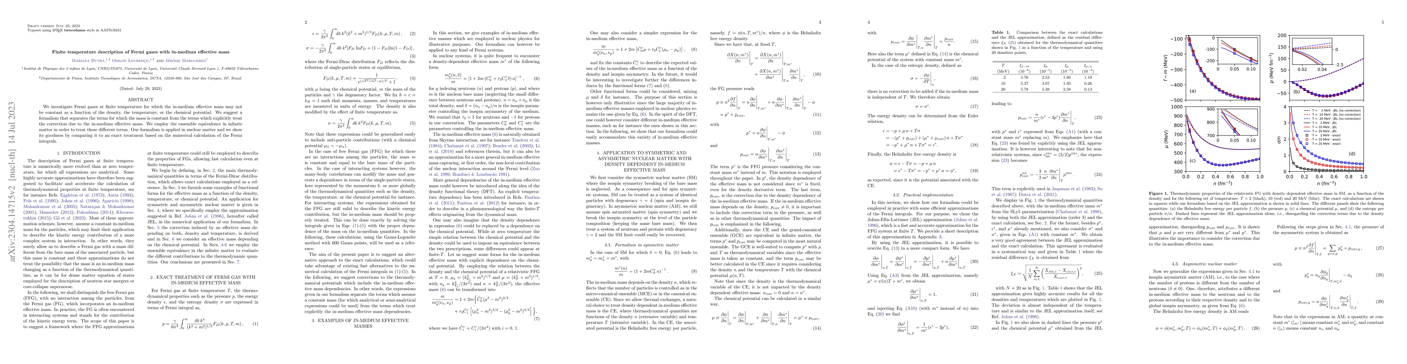 Thumbnail for Finite temperature description of Fermi gases with in-medium effective
  mass
