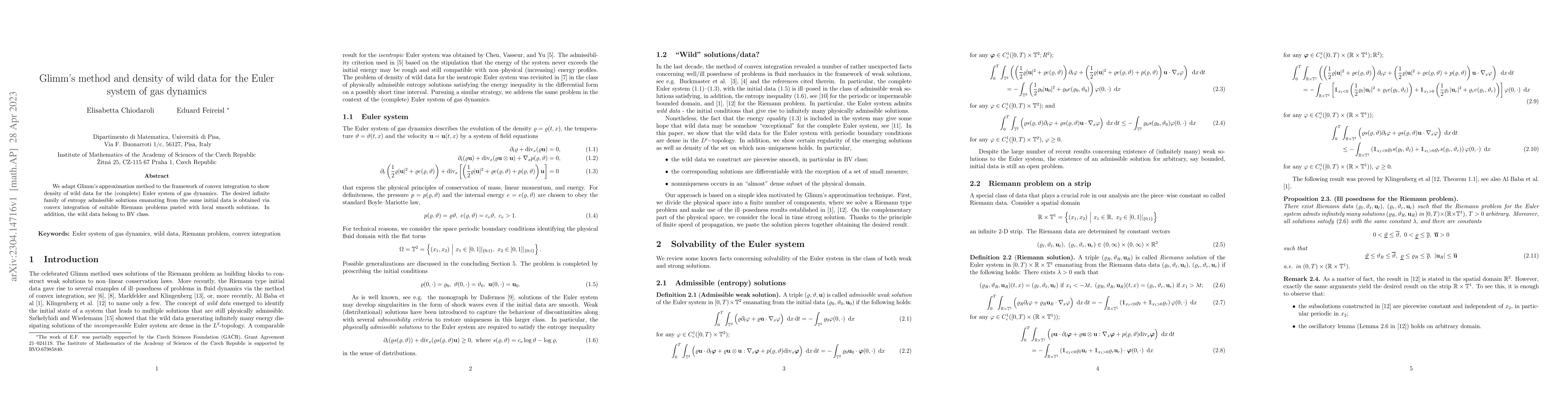 Thumbnail for Glimm's method and density of wild data for the Euler system of gas
  dynamics