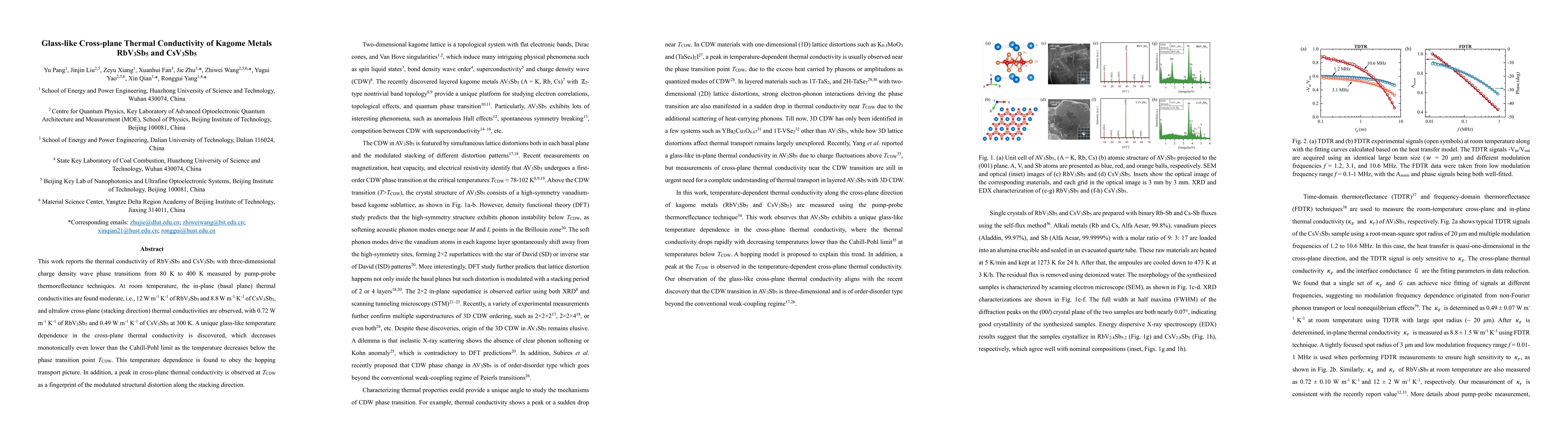Thumbnail for Glass-like Cross-plane Thermal Conductivity of Kagome Metals RbV3Sb5 and
  CsV3Sb5