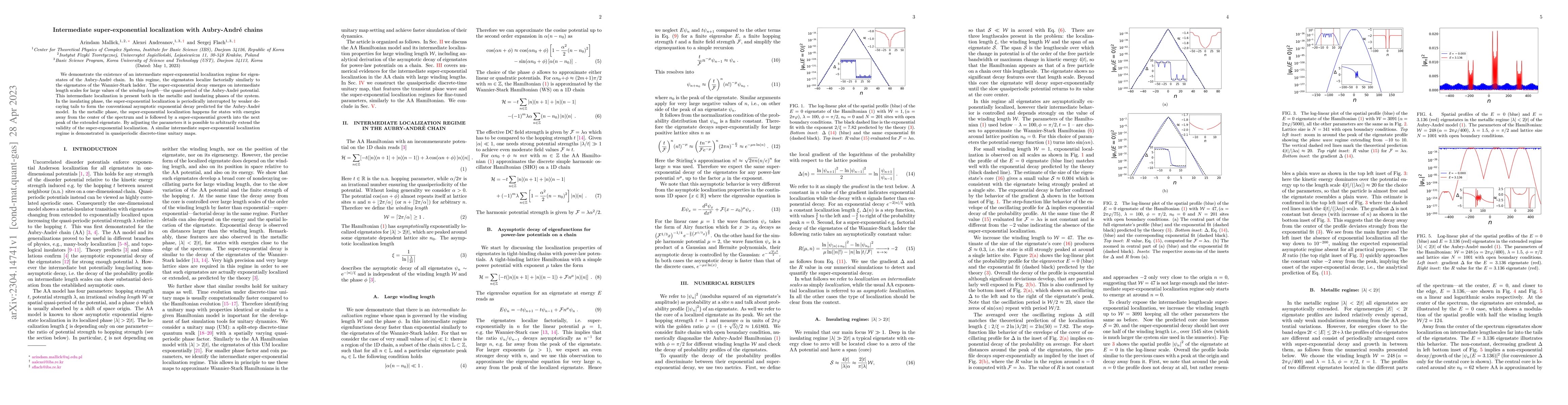 Thumbnail for Intermediate super-exponential localization with Aubry-Andr\'e chains