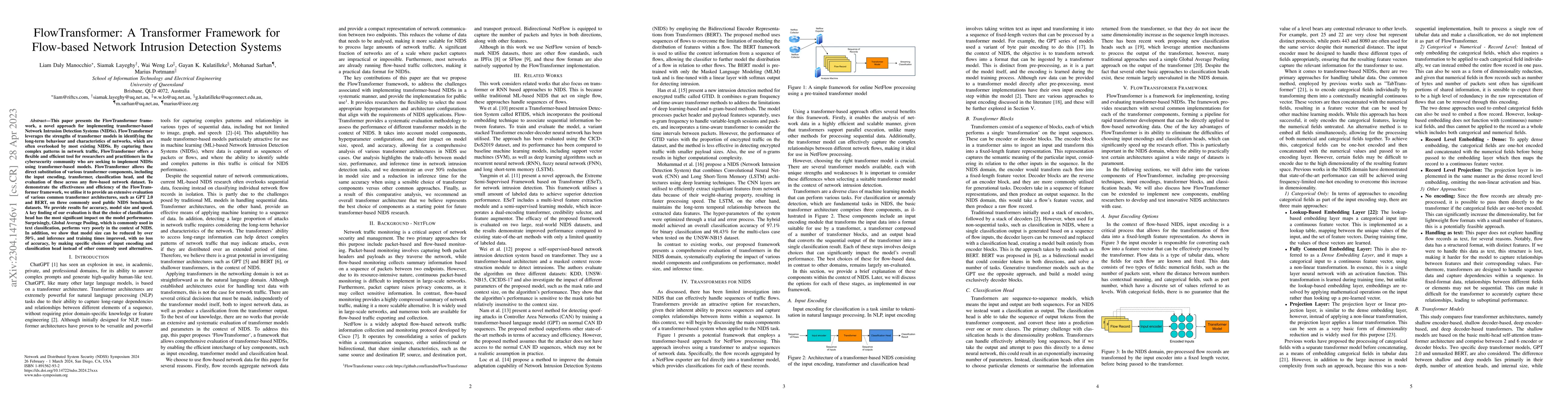 Thumbnail for FlowTransformer: A Transformer Framework for Flow-based Network
  Intrusion Detection Systems