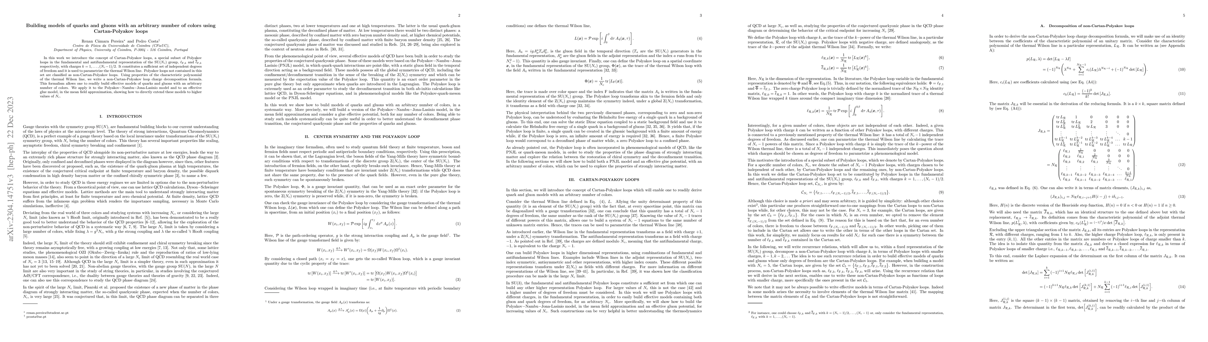 Thumbnail for Building models of quarks and gluons with an arbitrary number of colors
  using Cartan-Polyakov loops