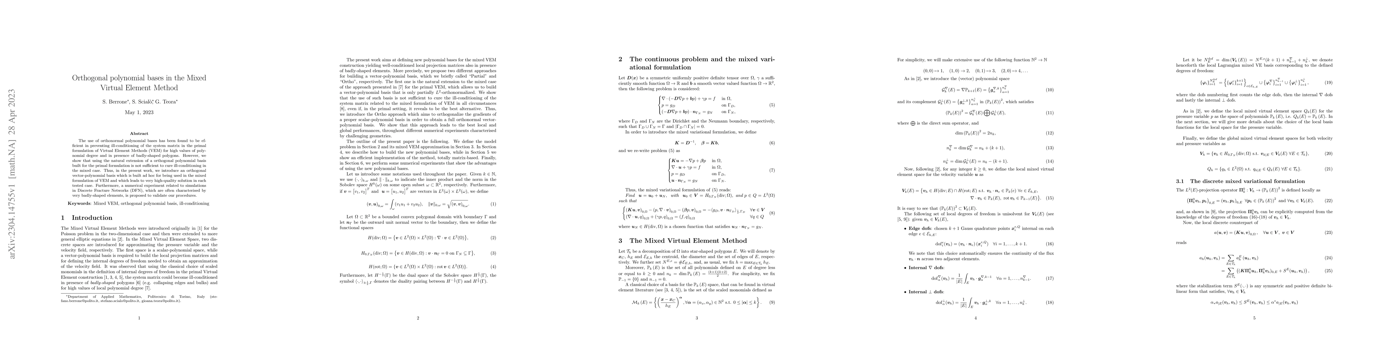 Thumbnail for Orthogonal polynomial bases in the Mixed Virtual Element Method