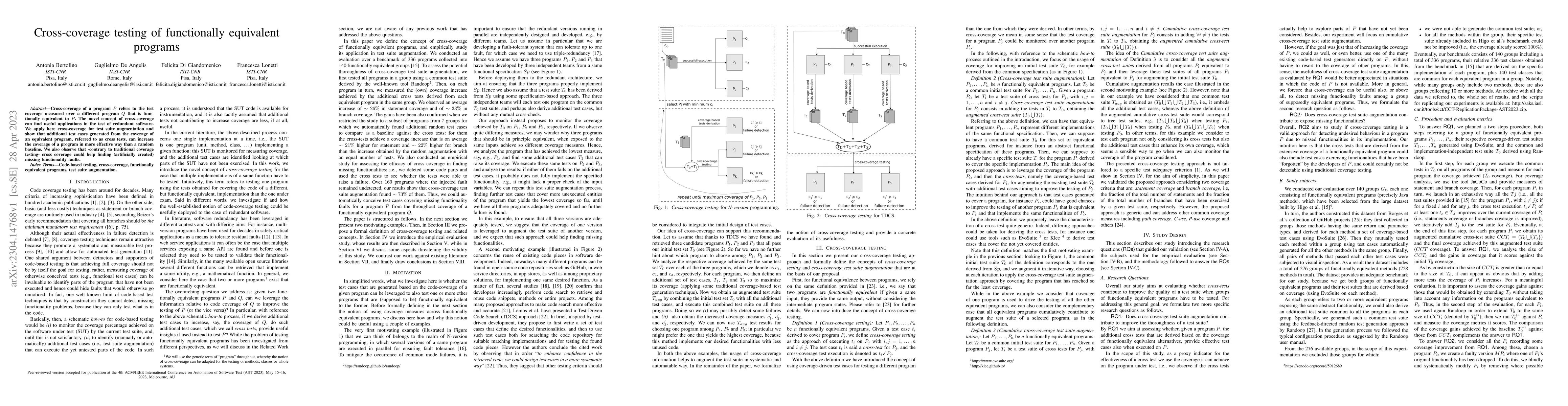Thumbnail for Cross-coverage testing of functionally equivalent programs